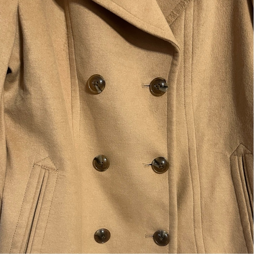 Land’s End NWT Camel Tan Buttoned Lined Peacoat 14T - Picture 6 of 12